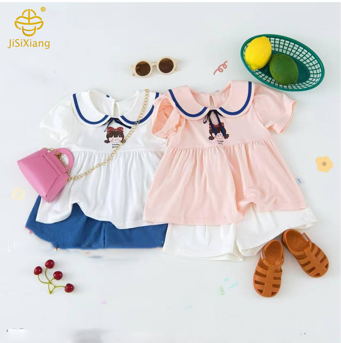 漫画の女の子さくらプリント長袖セット