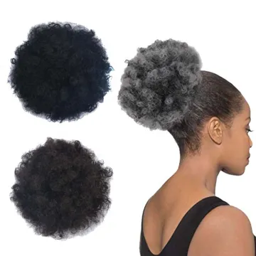 8inch Short Afro Puff Synthetic Hair Bun High Temperature Fiber Ponytail Kinky Curly Clip in Hair Extension Kinky Puff Hair Bun