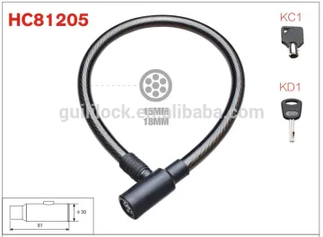 HC81205 steel cable 15mm bicycle lock for safe