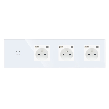 Prese a parete USB per interruttore touch standard dell'UE con design in vetro (299*86 mm)