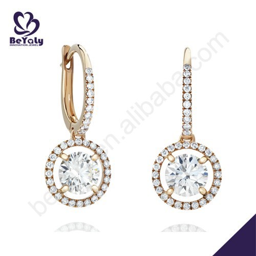 new products on china market gold plated earring with zc stone