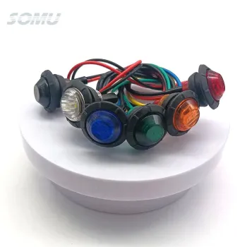 12V Mini Round Bullet LED Side Marker Light - Waterproof for Trucks, Buses, Boats, Trailers