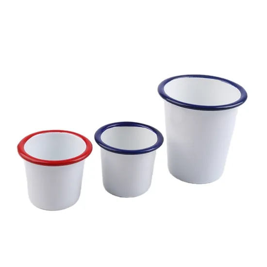 White Cone Enamel Mug with Blue or Red Rim