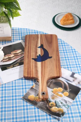 acacia wood cheese cutting board with handle