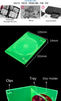 SUNSHING XBOX Green Video Game Box Pkastic Double discs XBOX 360 Game Case With 1 traY