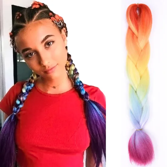Wholsale Soft Ombre Color 24 Inch PROTECTIVE STYLE LIGHTWEIGHT Jumbo Braids Hair Easy Braiding Synthetic Hair Extensions