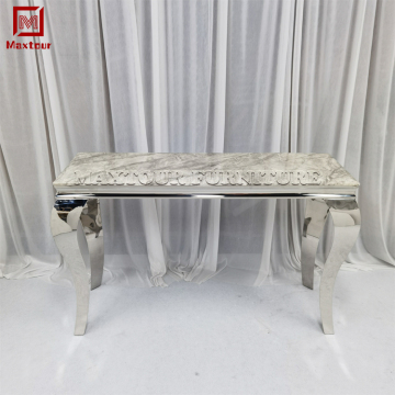 Luxury Living Room: Marble and Stainless Steel Louis Console Table