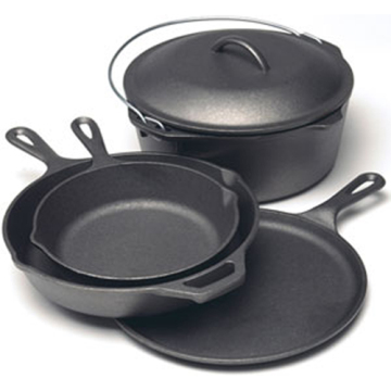 4pcs Black Coating Cast Iron Camping Cookware Set For Camping