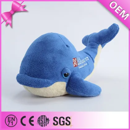 Top quality plush toy factory wholesale lovely stuffed blue whale plush toy