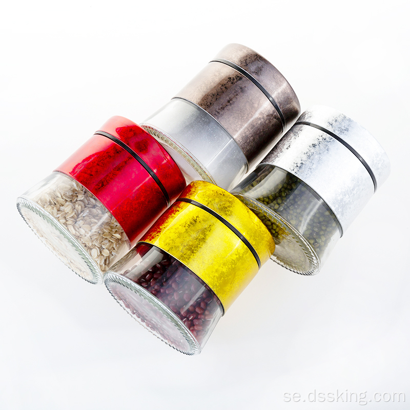 Fyra färger förvaring krydda kaffe salt burk flaska plastläppuppsättning grupp