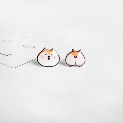 Cartoon Corgi Buttock Cute Asymmetrical Women Ear-studs