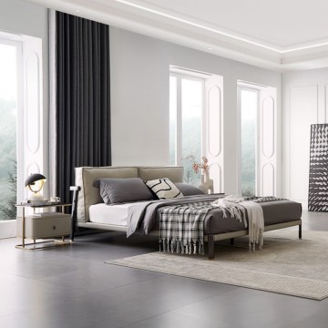 Cama minimalista de ensamblaje de marco de metal moderno - cama de presupuesto de bajo precio