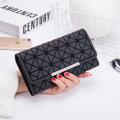 Mulheres Long Bolsa Geometria Luminosa Carteira Feminino Telefone Três Fold Carteiras Carteiras