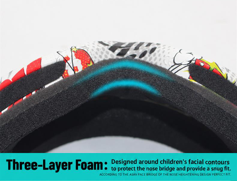 Wholesale Kids Dual-Layer Anti-Fog Ski Goggles ME2187-Three-Layer Foam