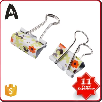 25mm Promotional custom OEM Floral Print Binder Clip metal standard binder clips