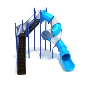 Starsky Freestanding LLDPE Plastic Transparent & Blue Spiral Tube Slide for Kids & Pets, 240cm Platform Height