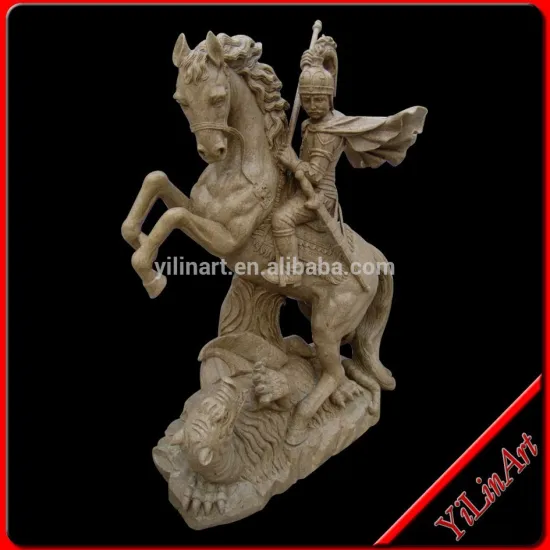 Natural Marble Stone Roman Warrior Statue Carving On Horseback