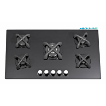 Vidro temperado de 8 mm com 5 queimadores Cooktop