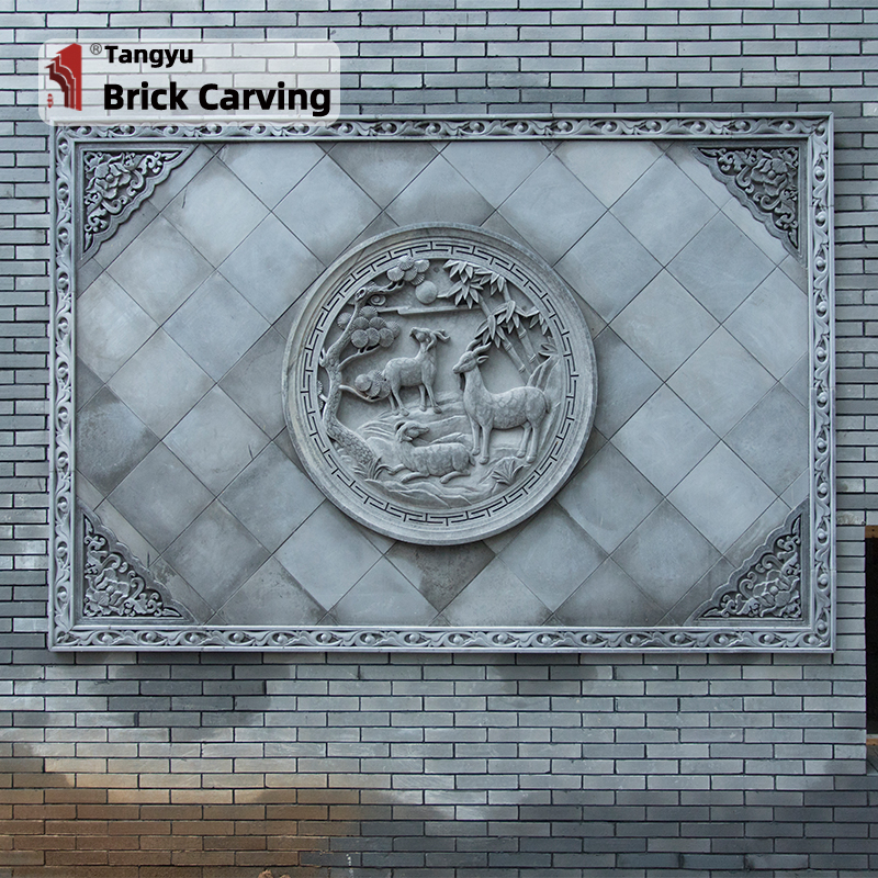 Peony Brick Carving Corner Flower