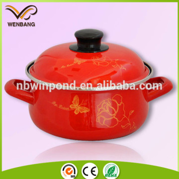 red big cooking pot, non stick enamel steam pot