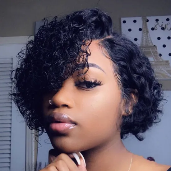 Swiss Lace Wig Making Supplies,Burmese Hair Wet and Wavy Full lace Front Curly Bob Wigs
