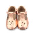 Sapatos elegantes de couro macio para bebê menina Mary Jane