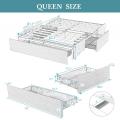 Тапицирана Queen Platform Bed Frame 3 чекмеджета за съхранение