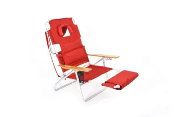 Garden Furniture Folding Camping Red Deluxe Padded Sport 3-in-1 Beach Chair