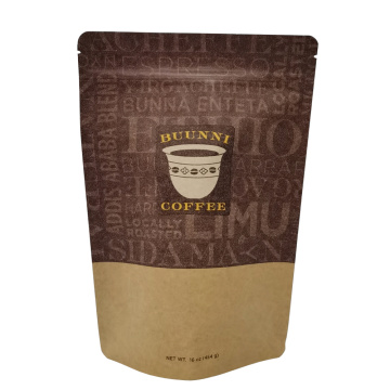 Стандартный коричневый пакет из крафт-бумаги с подставкой для кофе
