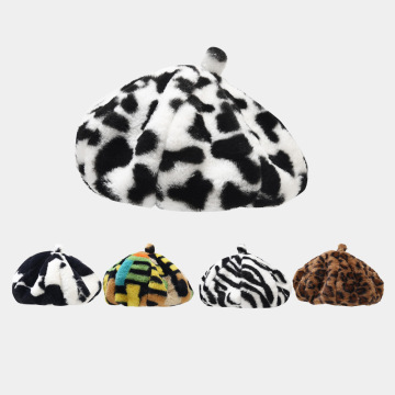 Warm and Cute Autumn Winter Plush Beret Hats for Women