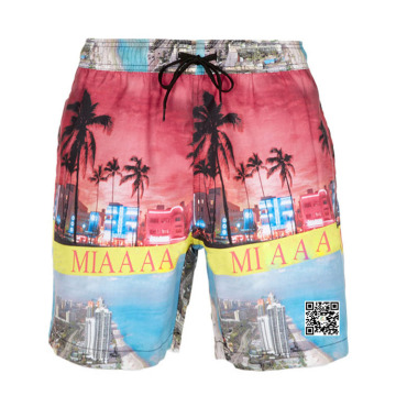 100% Polyester Board Short and Adults Age Group Mens Hawaiian Print Surf Board Shorts