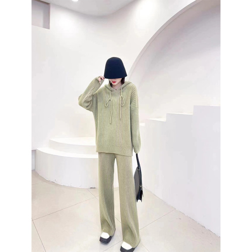 Sweater Wide Leg Pants Loungewear Sets Women`s Sweater Two Piece Outfits Sets Factory