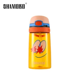 Yellow Smiling Face Straw Type Plastic Water Bottle
