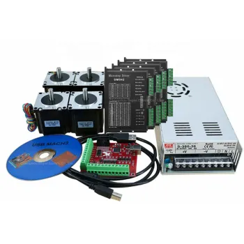4 Axis Nema23 Stepper Motor Kit with DM542 Drivers and Mach3 Controller