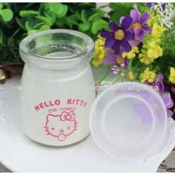 Glass Cup for Panna Cotta, 100mL, 55*75mm, Customized Logos are Accepted, with PE Lid