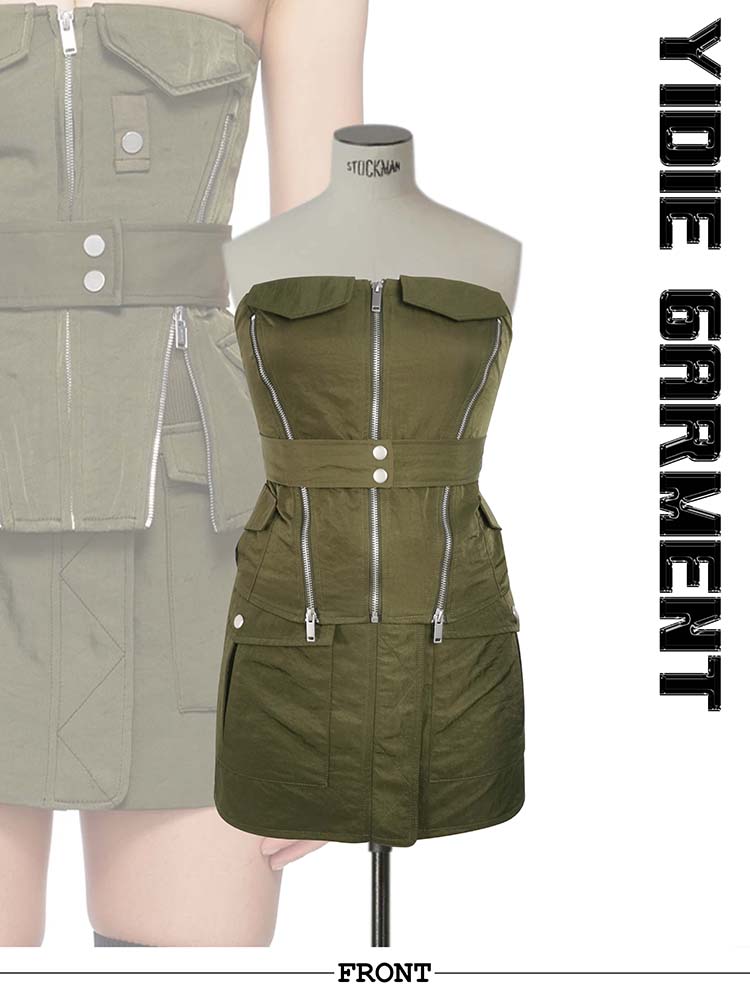 Womens Waterproof Green Aviator Mini Skirts