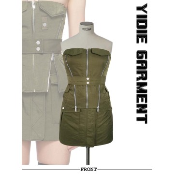 Corsetto per aviatore verde in nylon waterproof per donne