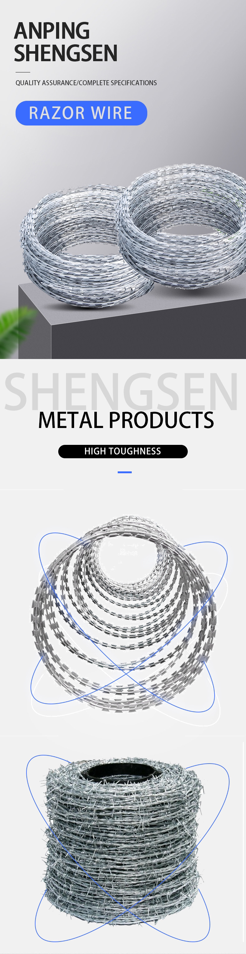 Razor Wire Fence Rolls: 30ft To 300ft Galvanized Razor Ribbons, High ...