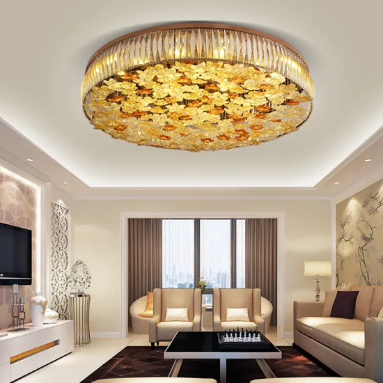 Flower Design Living Hotel Amber Crystal Ceiling Chandelier