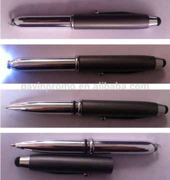 3 in 1 multifunctional Led light ball pen with stylus touch