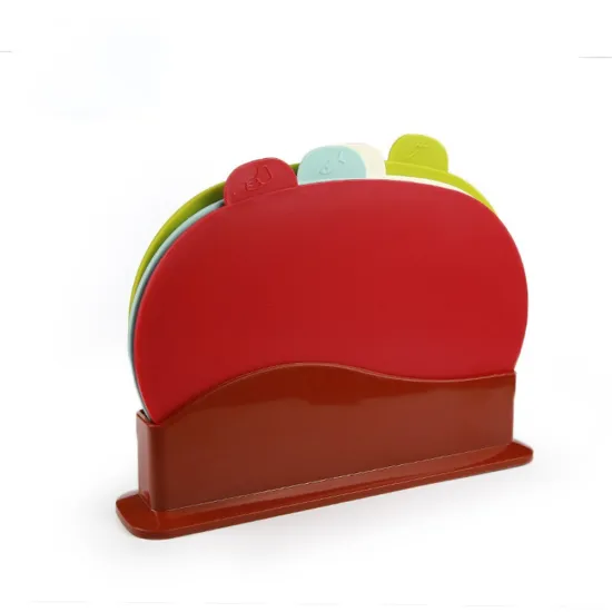 index plastic color coded chopping board set with 4 cutting boards and stand