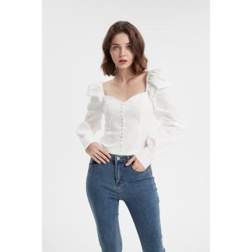 Summer Femmes Tops Square Neck Crop Smocking Blouse