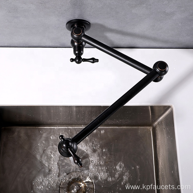 Matte Black Brass Wall Mount Kitchen Faucet