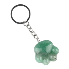 Green Aventurine Cat Claw Keychain Handmade Craved Animal Palm Pendant Key Accessories