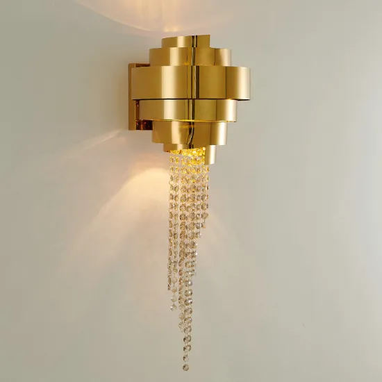 Nordic Luxury Crystal Wall Lamp: Artistic Stainless Steel Sconce Light for Bedroom and Living Room