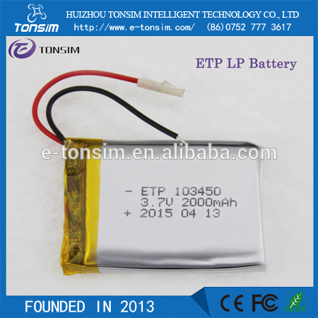 Li -ion lithium polymer battery 3.7v 2000mah Rechargeable lithium battery pack