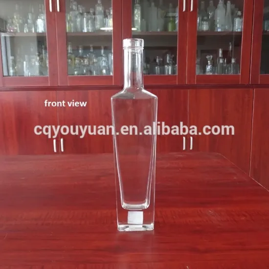 375ml bar top liquor flat square glass rum bottle
