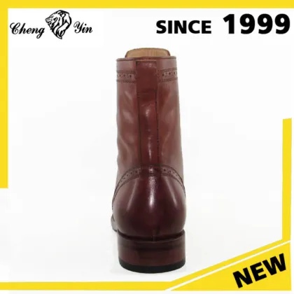 Alibaba Mens Winter Boots Brown Leather Round Toe Lace Up Long Shoes Martin Boots