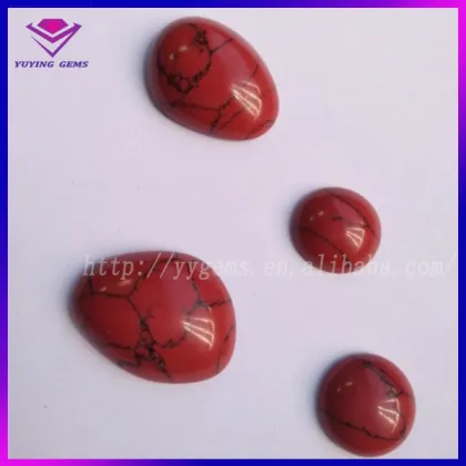Synthetic Turquoise Stone Rough Red Oval Flat Back Crystal China