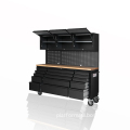 HTC7218 Work Trolley Workbench Stainless Steel Mobile Tool Chest 15 Drawers + 3 Cabinet